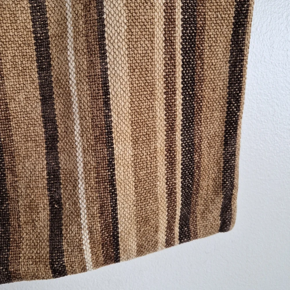 Restoration Hardware Striped Caramel Chocolqte Brown Pillow Cover